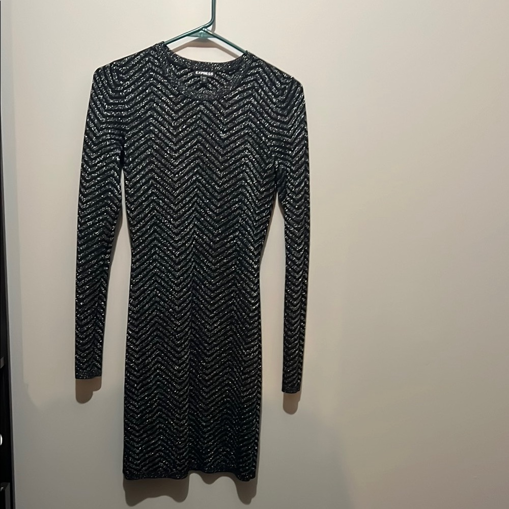 Express Black Long Sleeve Sheath Dress - Picture 3 of 4